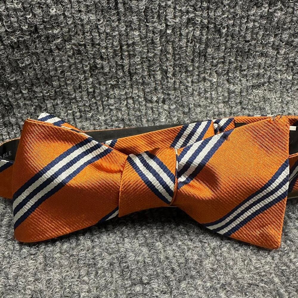 NEW J.Crew Men’s Orange Stripe Silk Bow Tie Preppy Smart Formal Wedding Menswear